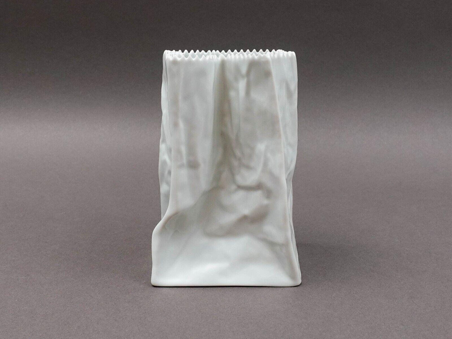Rosenthal Germany Tapio Wirkkala Vintage Pop Art Crinkle White Paper Bag Vase 6"