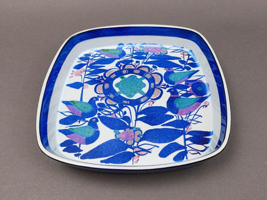 Royal Copenhagen Denmark Kari Christensen Fajance Birds Square Dish 144/2885