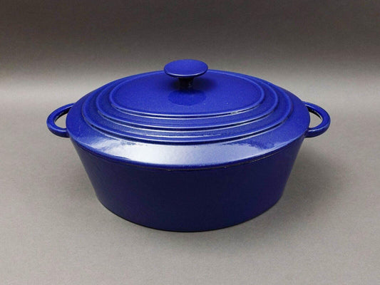 Staub France Basix #31 Blue Enamel Cast Iron Oval Dutch Oven Casserole 6 Qt