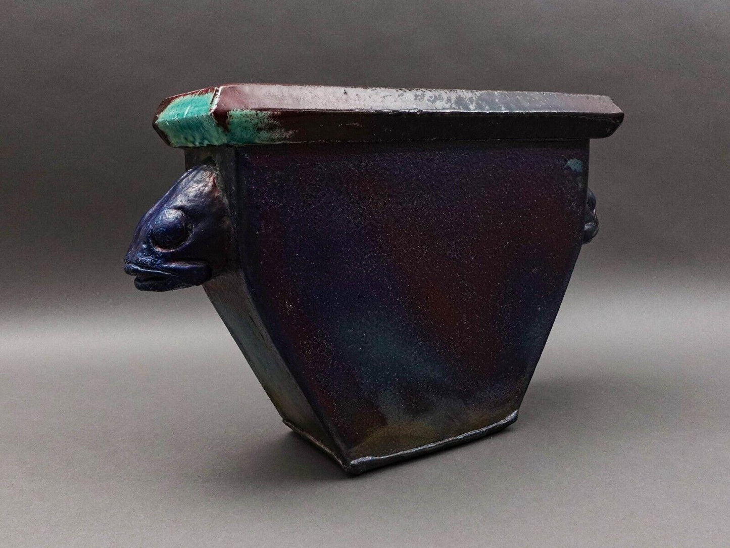 Charles Pearson Whitehead Street Studio Key West Fish Head Raku Art Pottery Vase
