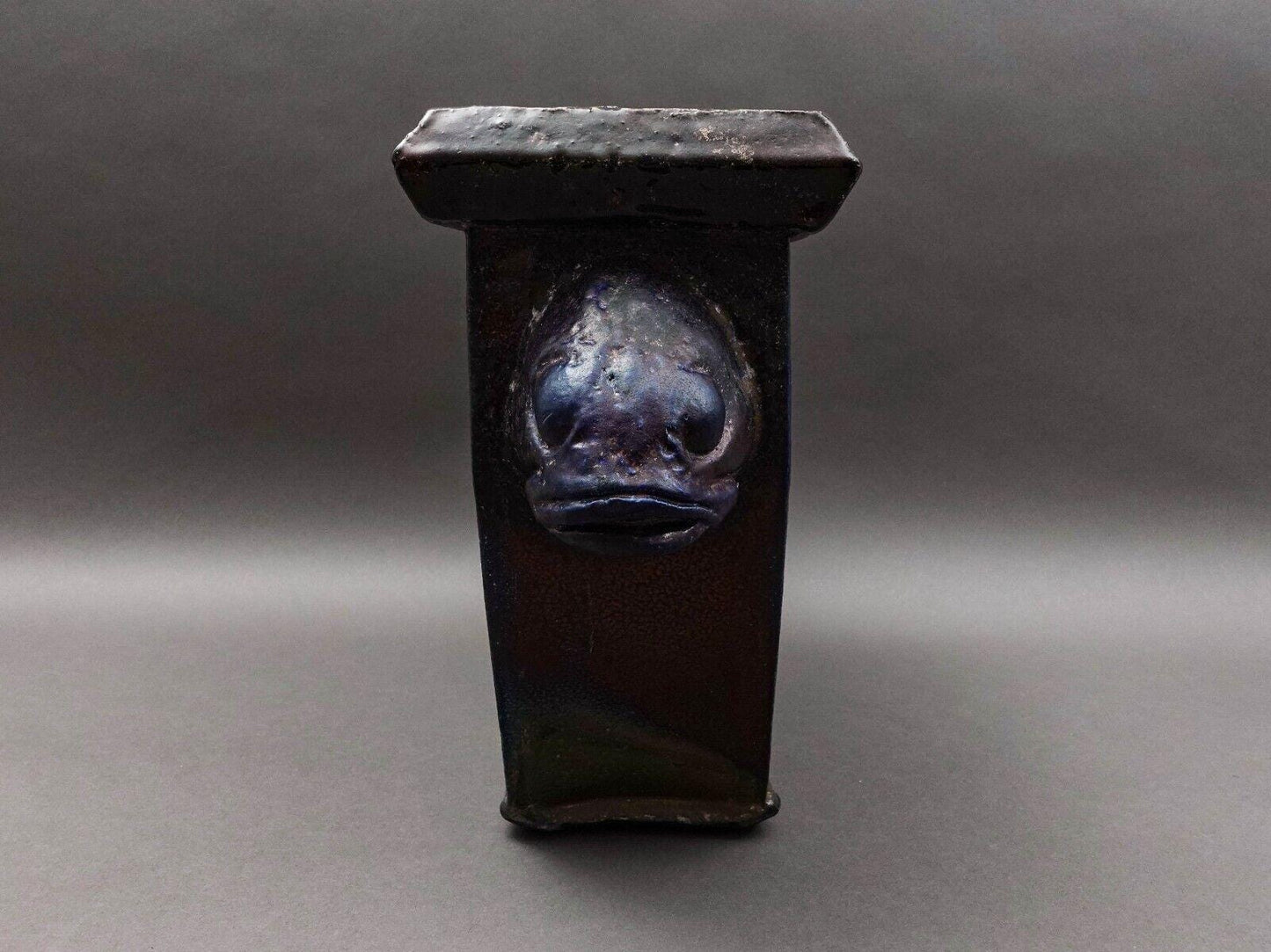Charles Pearson Whitehead Street Studio Key West Fish Head Raku Art Pottery Vase