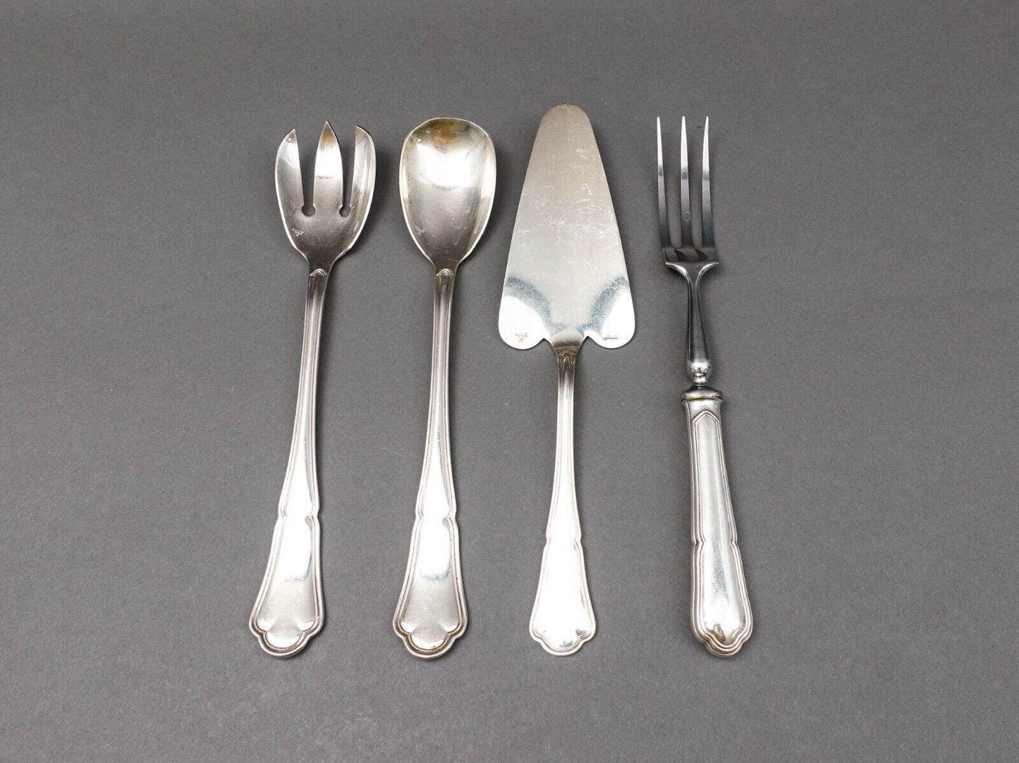 Ercuis France Silver Plate 4 Piece Salad Server Pie Server Meat Fork Serving Set