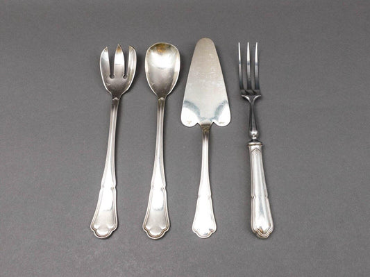 Ercuis France Silver Plate 4 Piece Salad Server Pie Server Meat Fork Serving Set