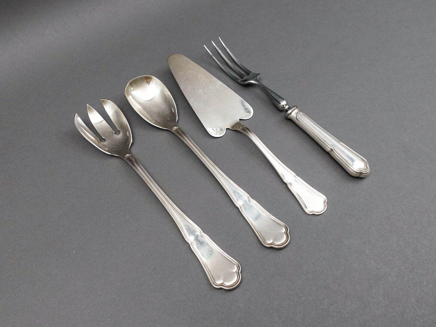 Ercuis France Silver Plate 4 Piece Salad Server Pie Server Meat Fork Serving Set