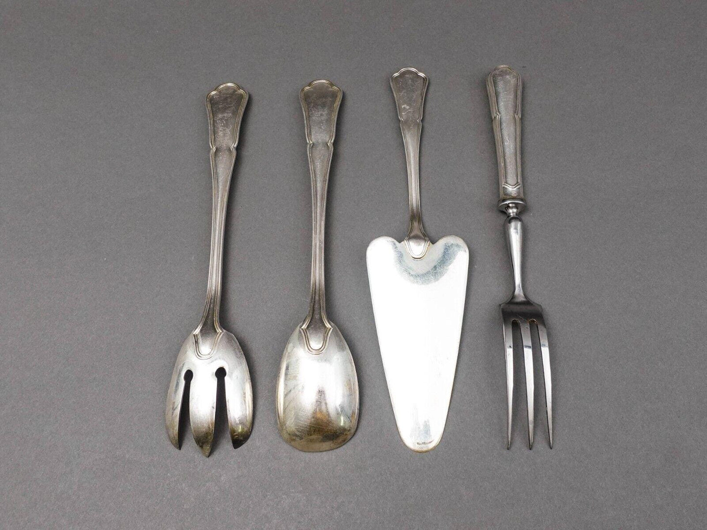 Ercuis France Silver Plate 4 Piece Salad Server Pie Server Meat Fork Serving Set