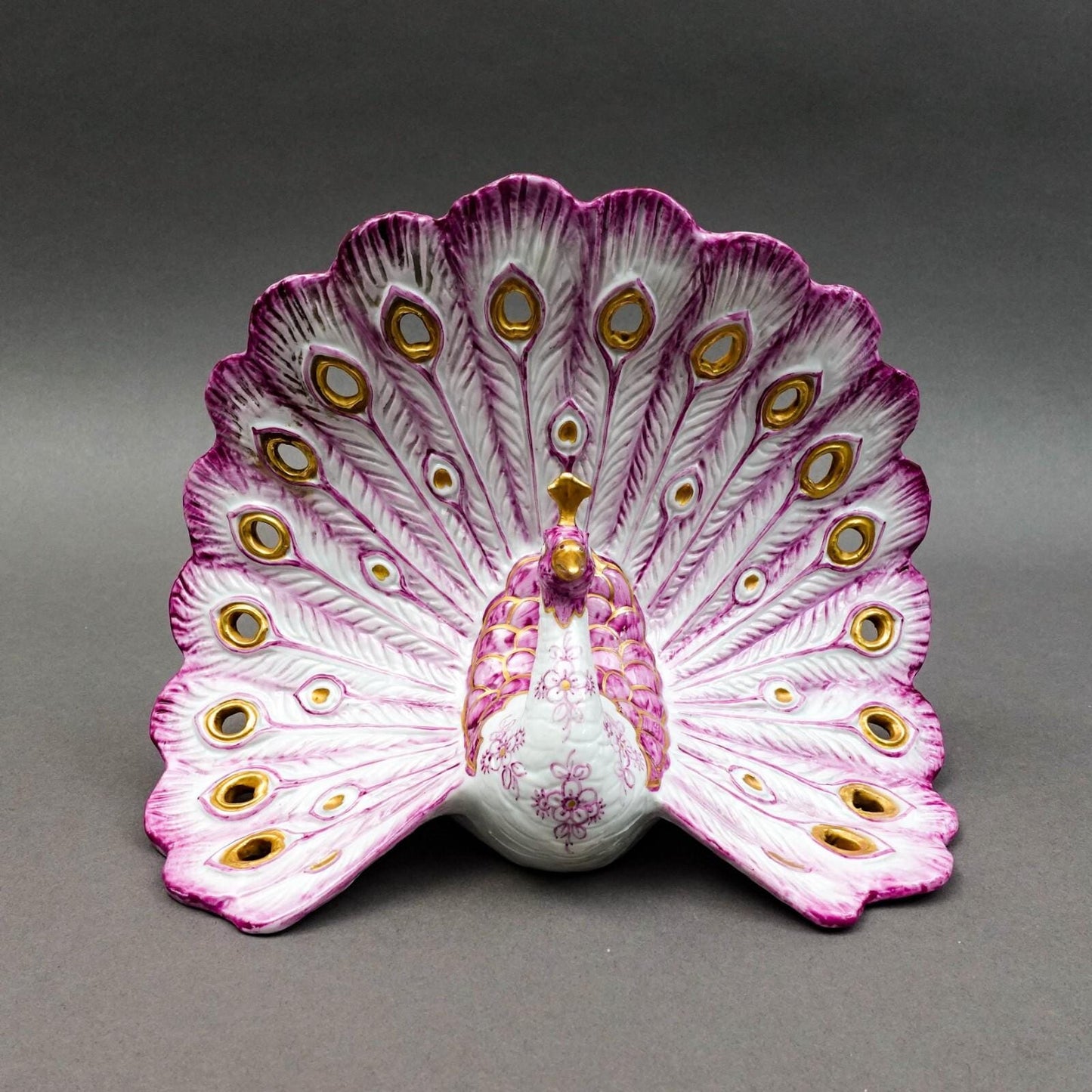Capodimonte Manifattura Porcellane Artistiche Italy Porcelain Peacock Sculpture