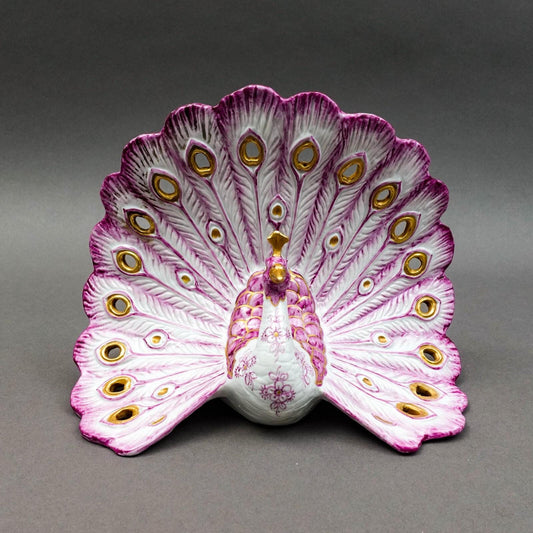 Capodimonte Manifattura Porcellane Artistiche Italy Porcelain Peacock Sculpture