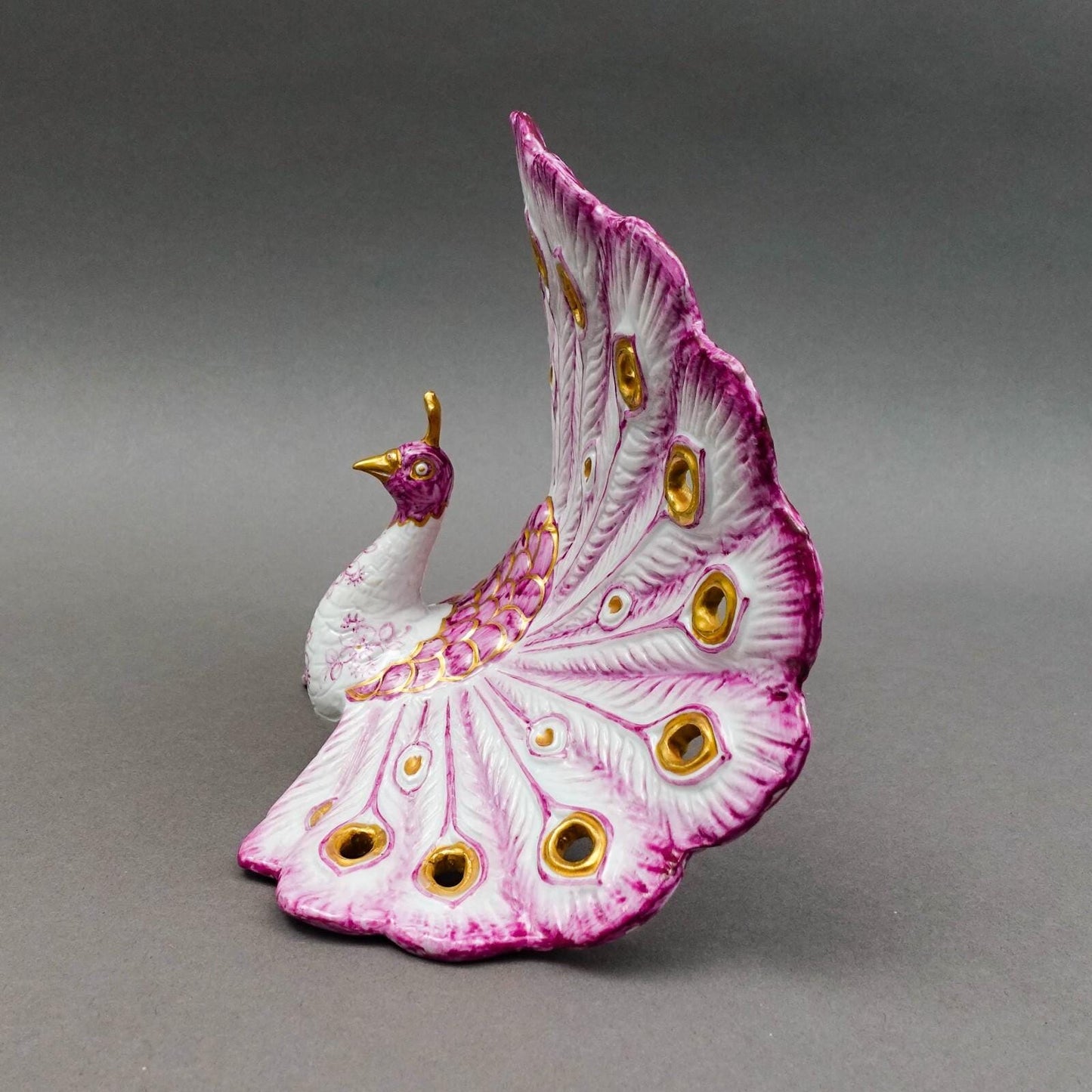 Capodimonte Manifattura Porcellane Artistiche Italy Porcelain Peacock Sculpture
