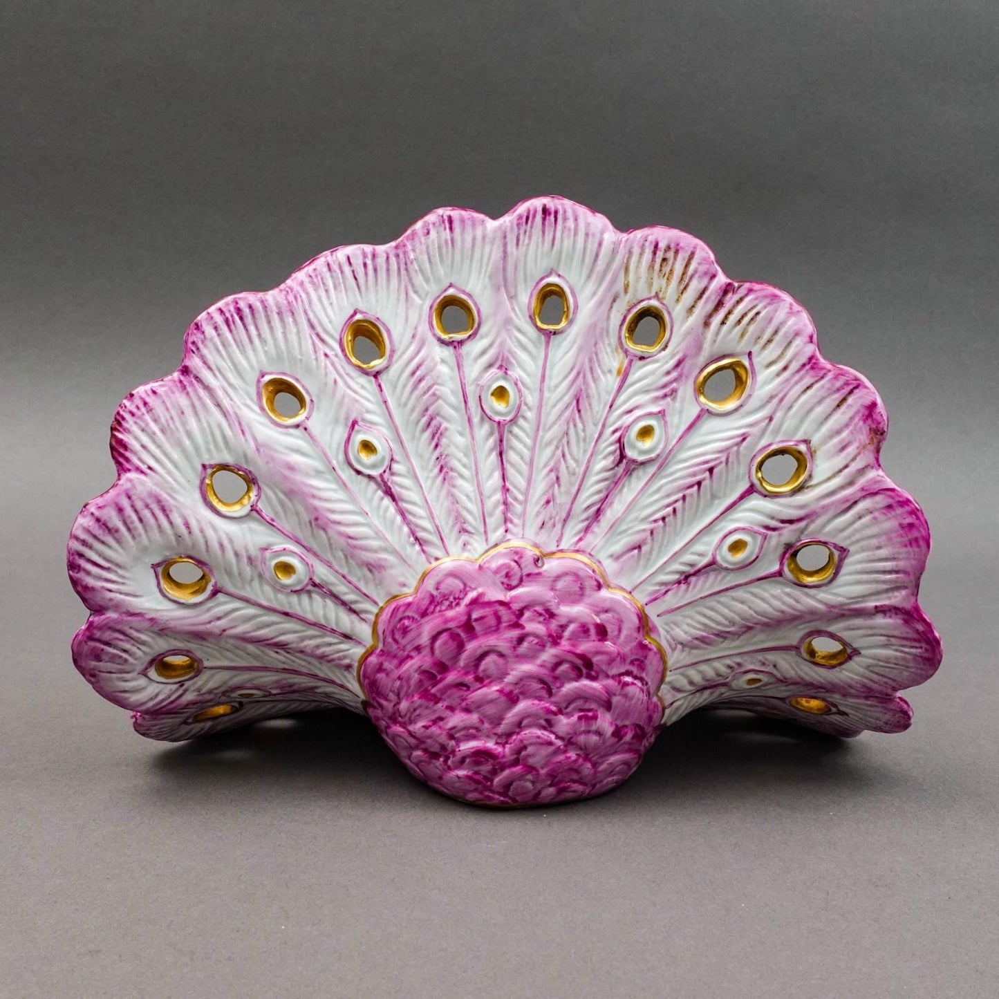 Capodimonte Manifattura Porcellane Artistiche Italy Porcelain Peacock Sculpture