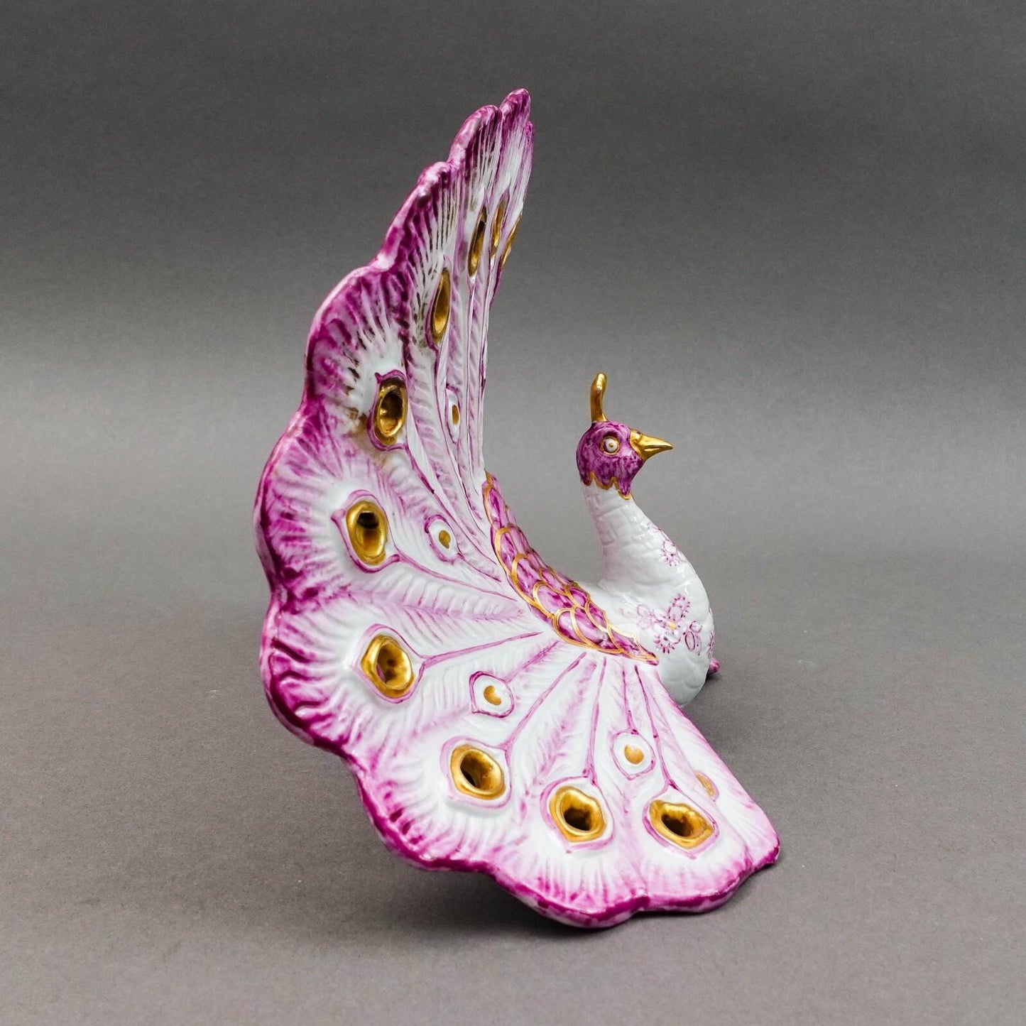 Capodimonte Manifattura Porcellane Artistiche Italy Porcelain Peacock Sculpture