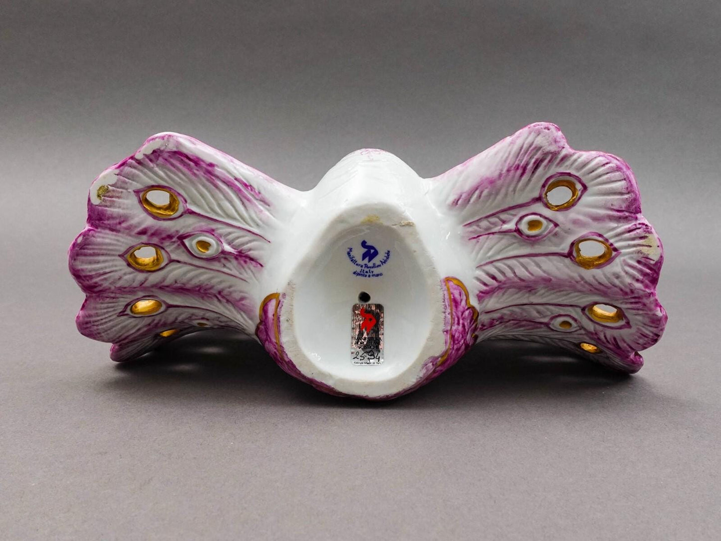 Capodimonte Manifattura Porcellane Artistiche Italy Porcelain Peacock Sculpture