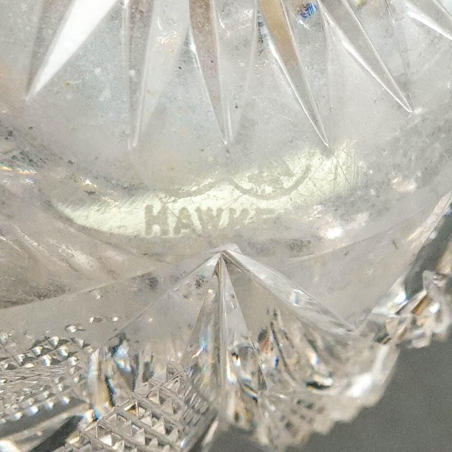 Hawkes NY Signed Sterling Silver Brilliant Cut Crystal Glass Syrup Jug Pitcher