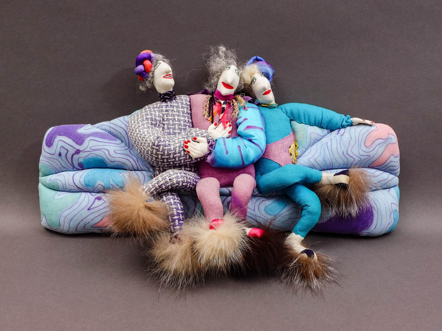 Caty Carlin 1989 Friday Night at Julien's Whimsical Figural Fabric Art Sculpture