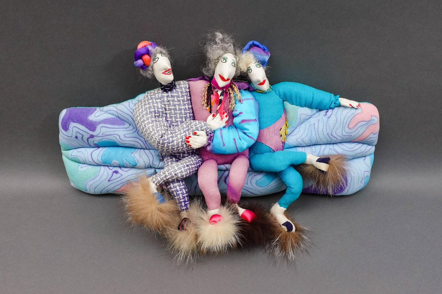 Caty Carlin 1989 Friday Night at Julien's Whimsical Figural Fabric Art Sculpture