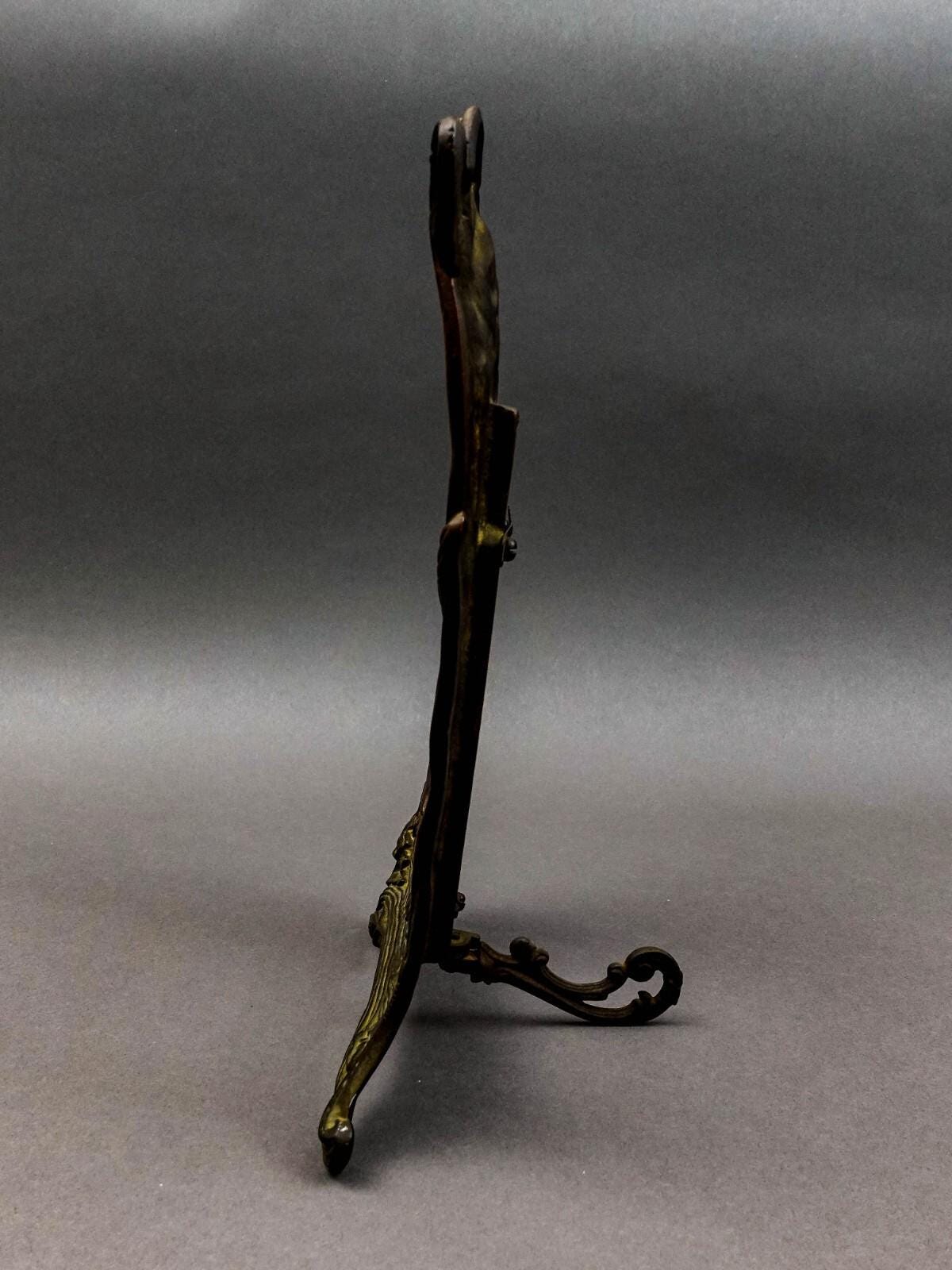 Antique Cast Bronze Art Nouveau Maiden 4" x 6" Picture Photo Easel Frame