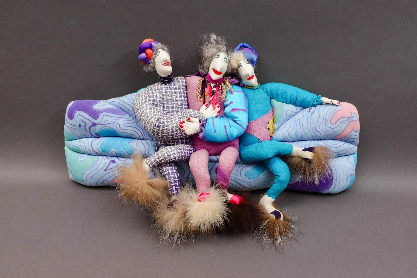 Caty Carlin 1989 Friday Night at Julien's Whimsical Figural Fabric Art Sculpture