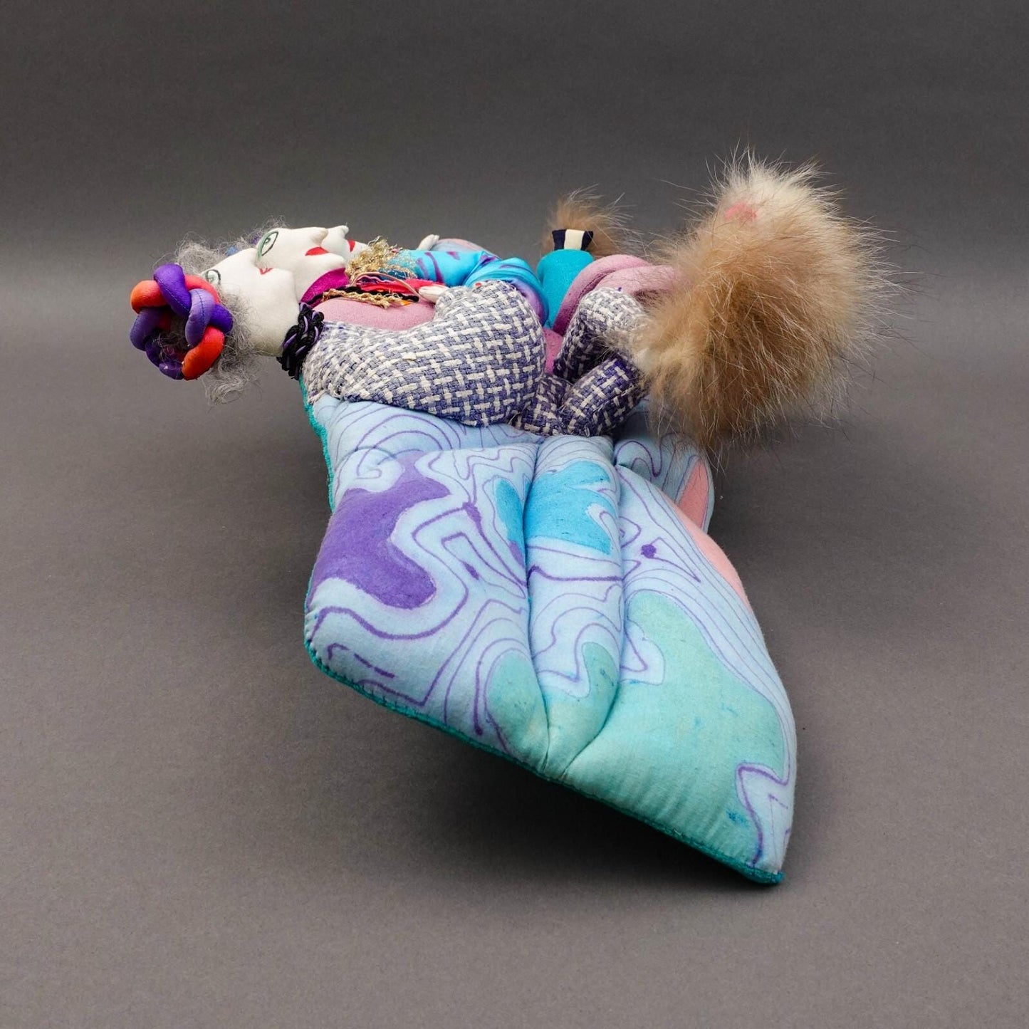Caty Carlin 1989 Friday Night at Julien's Whimsical Figural Fabric Art Sculpture