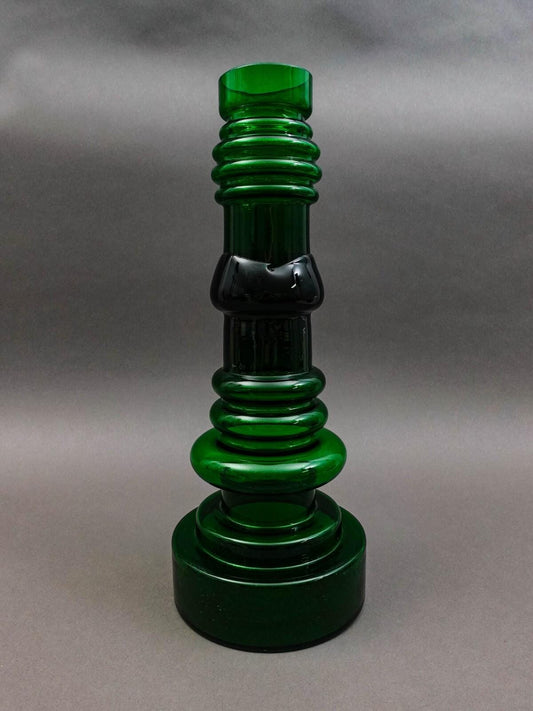 Nuutajarvi Notsjo Signed Finland Oiva Toikka MCM Green Glass Vase 15.75" (Read)
