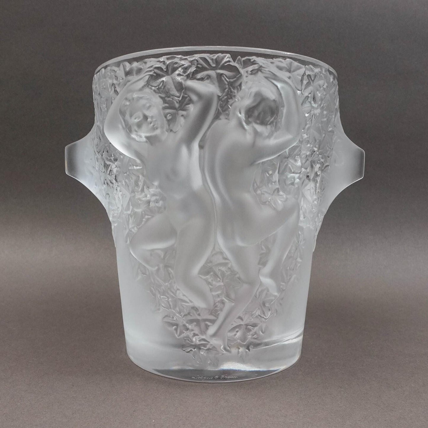 Lalique France Signed Ganymede Crystal Champagne Ice Bucket Cooler