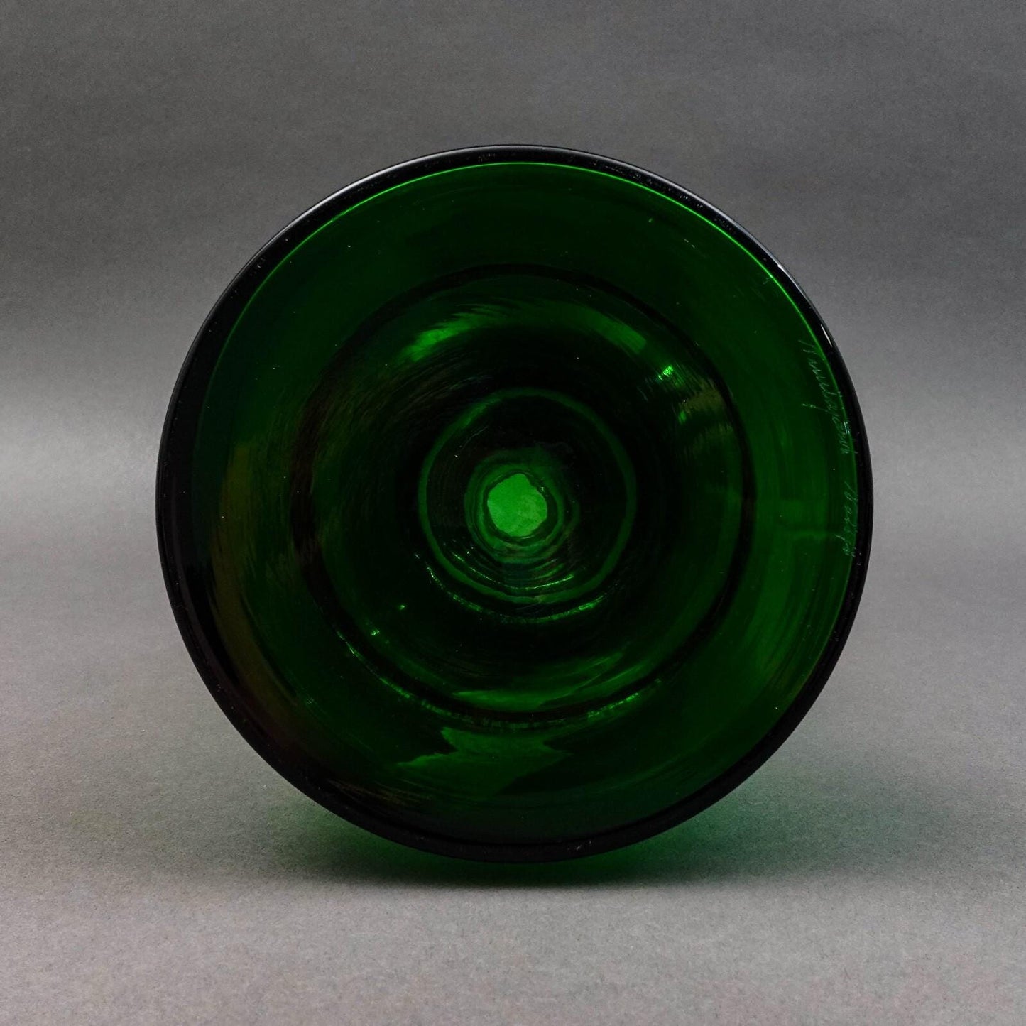 Nuutajarvi Notsjo Signed Finland Oiva Toikka MCM Green Glass Vase 15.75" (Read)