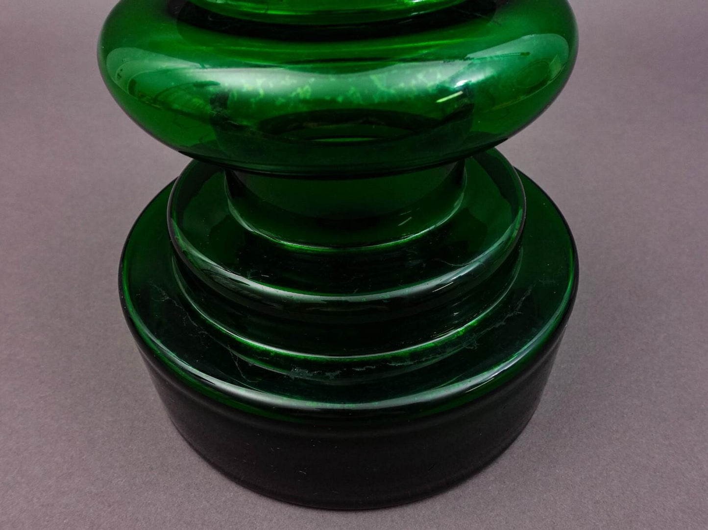 Nuutajarvi Notsjo Signed Finland Oiva Toikka MCM Green Glass Vase 15.75" (Read)