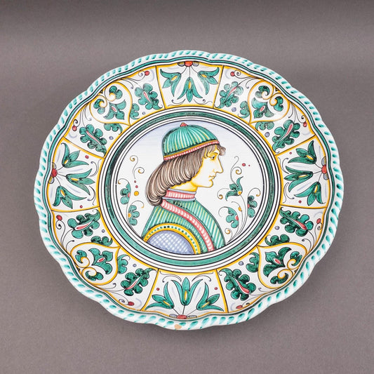 Deruta taly D. Grazia Maiolica Large 15" Portrait Wall Bowl Charger Plate (Read)