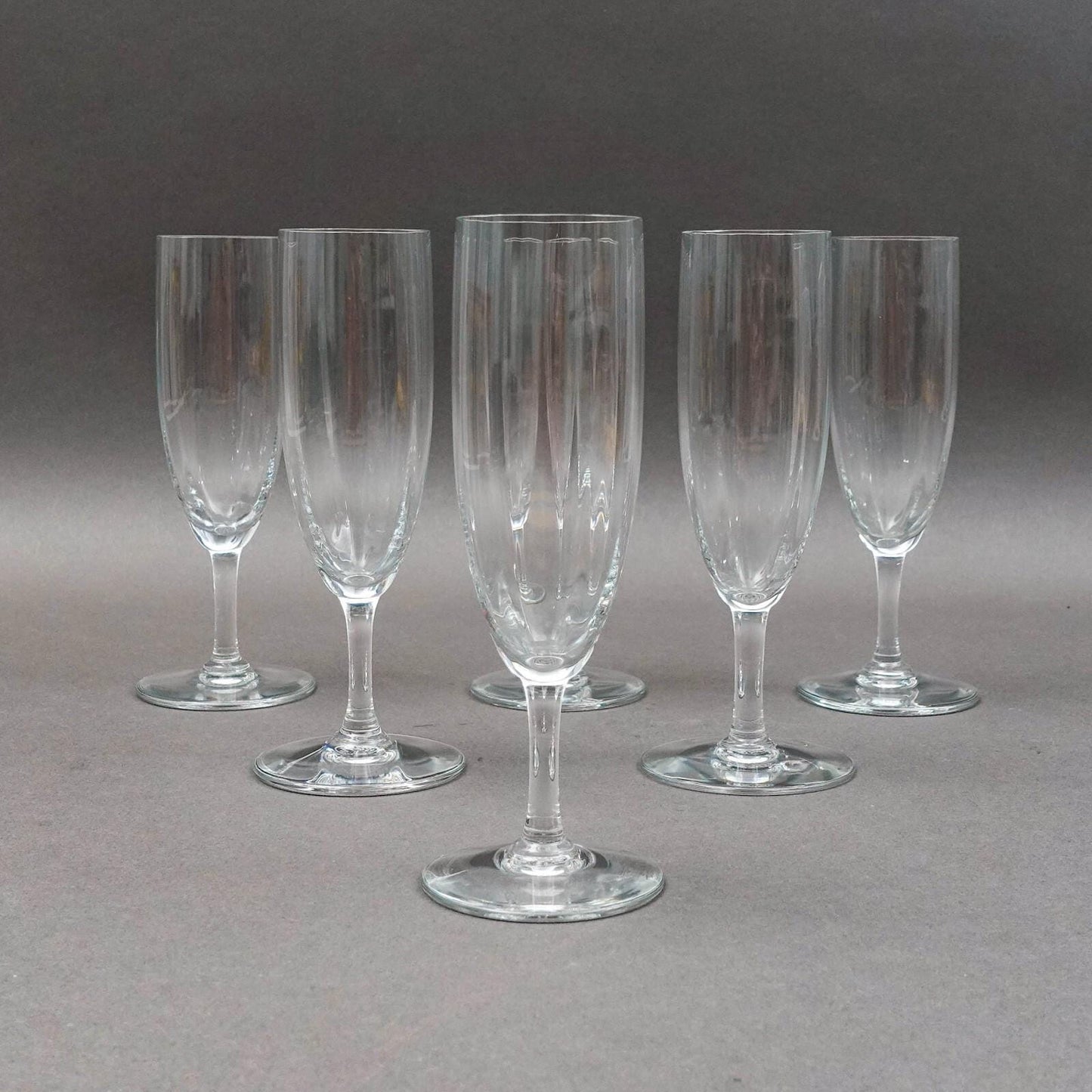Baccarat France Montaigne Optic Crystal 6 3/4" Champagne Flutes Glasses Set Of 6