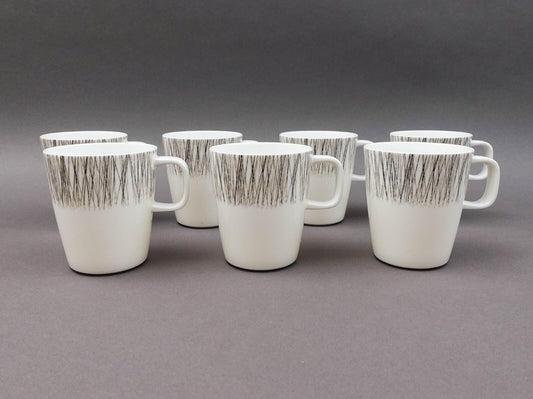 Crate & Barrel ITO Black White Porcelain Mug Cup Set Of 7