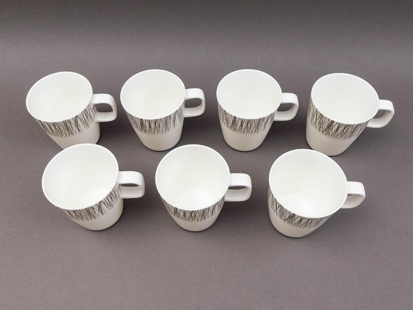 Crate & Barrel ITO Black White Porcelain Mug Cup Set Of 7