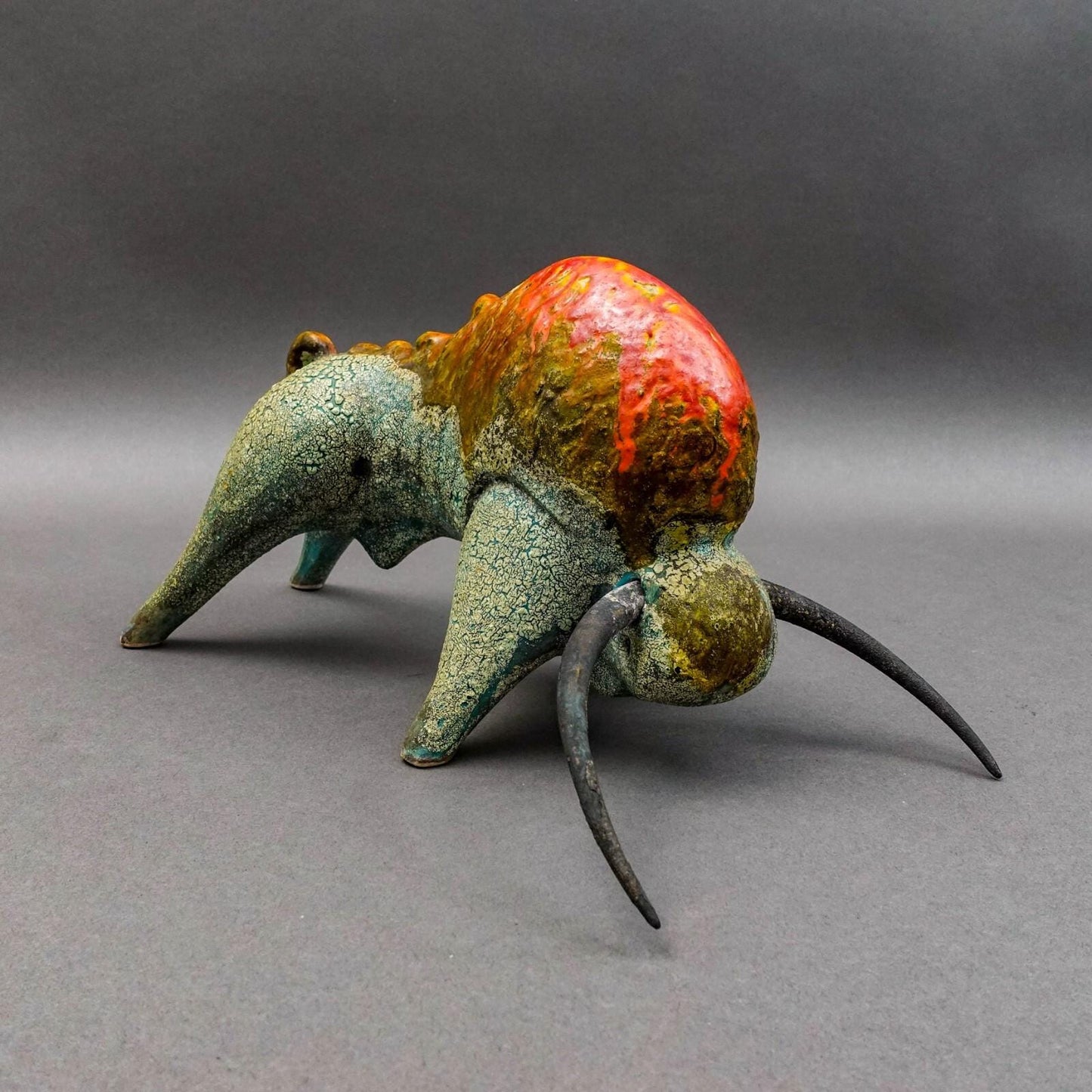 Alvino Bagni Bitossi Italy Raymor Mid Century Charging Bull Pottery Sculpture