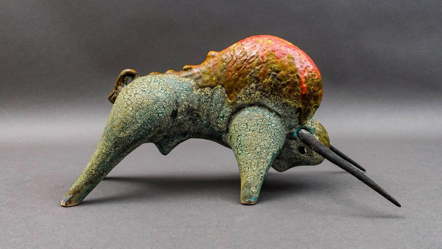 Alvino Bagni Bitossi Italy Raymor Mid Century Charging Bull Pottery Sculpture