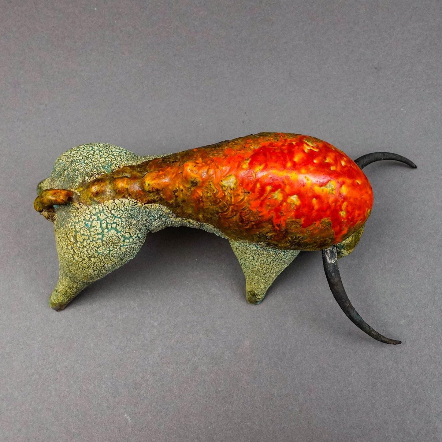 Alvino Bagni Bitossi Italy Raymor Mid Century Charging Bull Pottery Sculpture