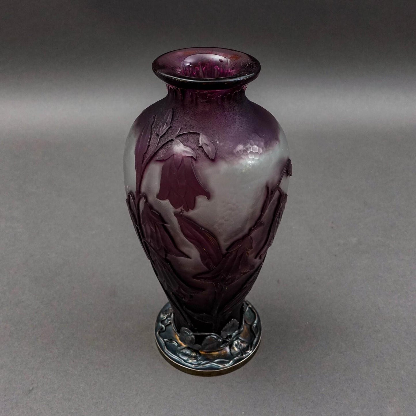 Burgun Schverer & Co Verrerie D'Art De Lorraine Floral Etched Cameo Glass Vase