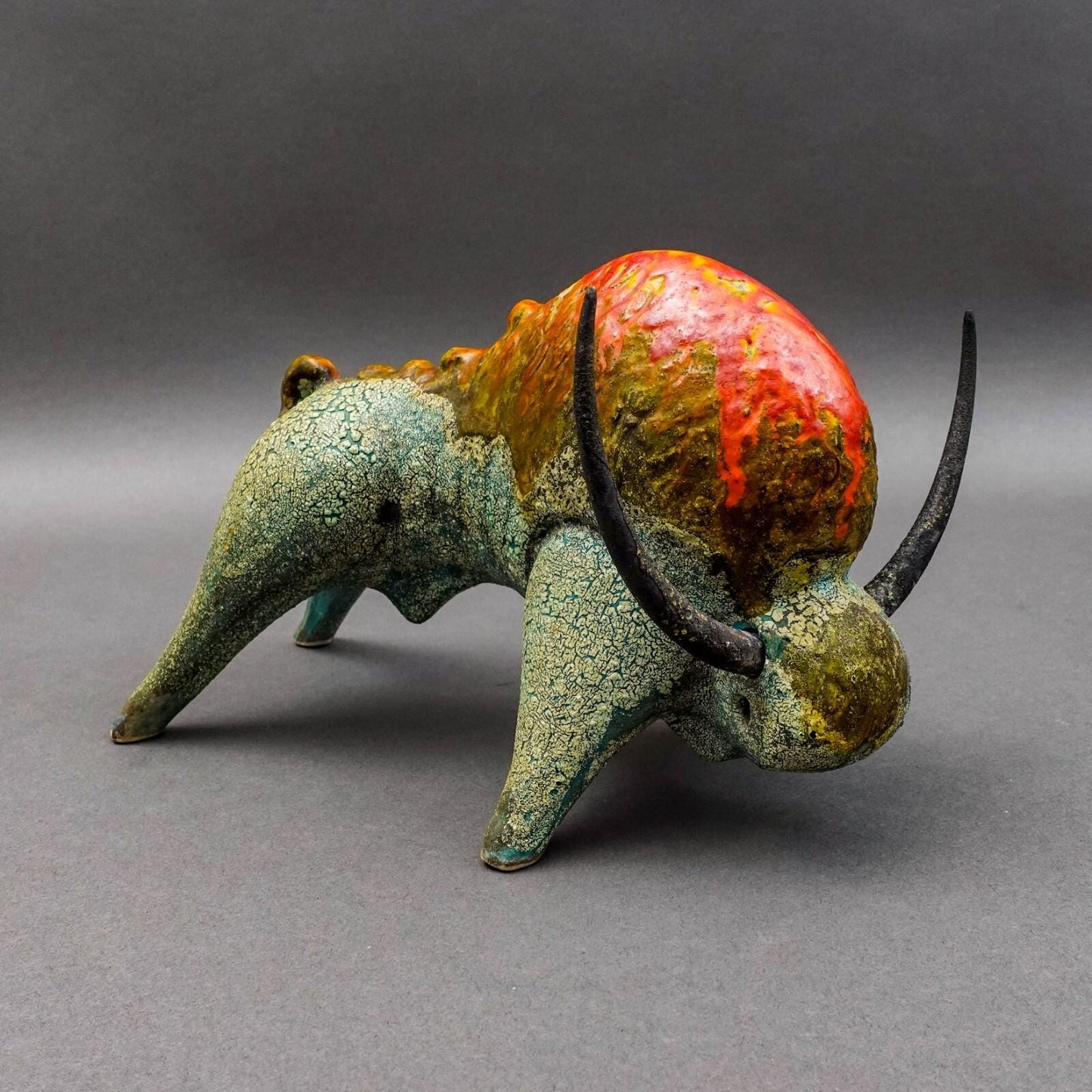 Alvino Bagni Bitossi Italy Raymor Mid Century Charging Bull Pottery Sculpture