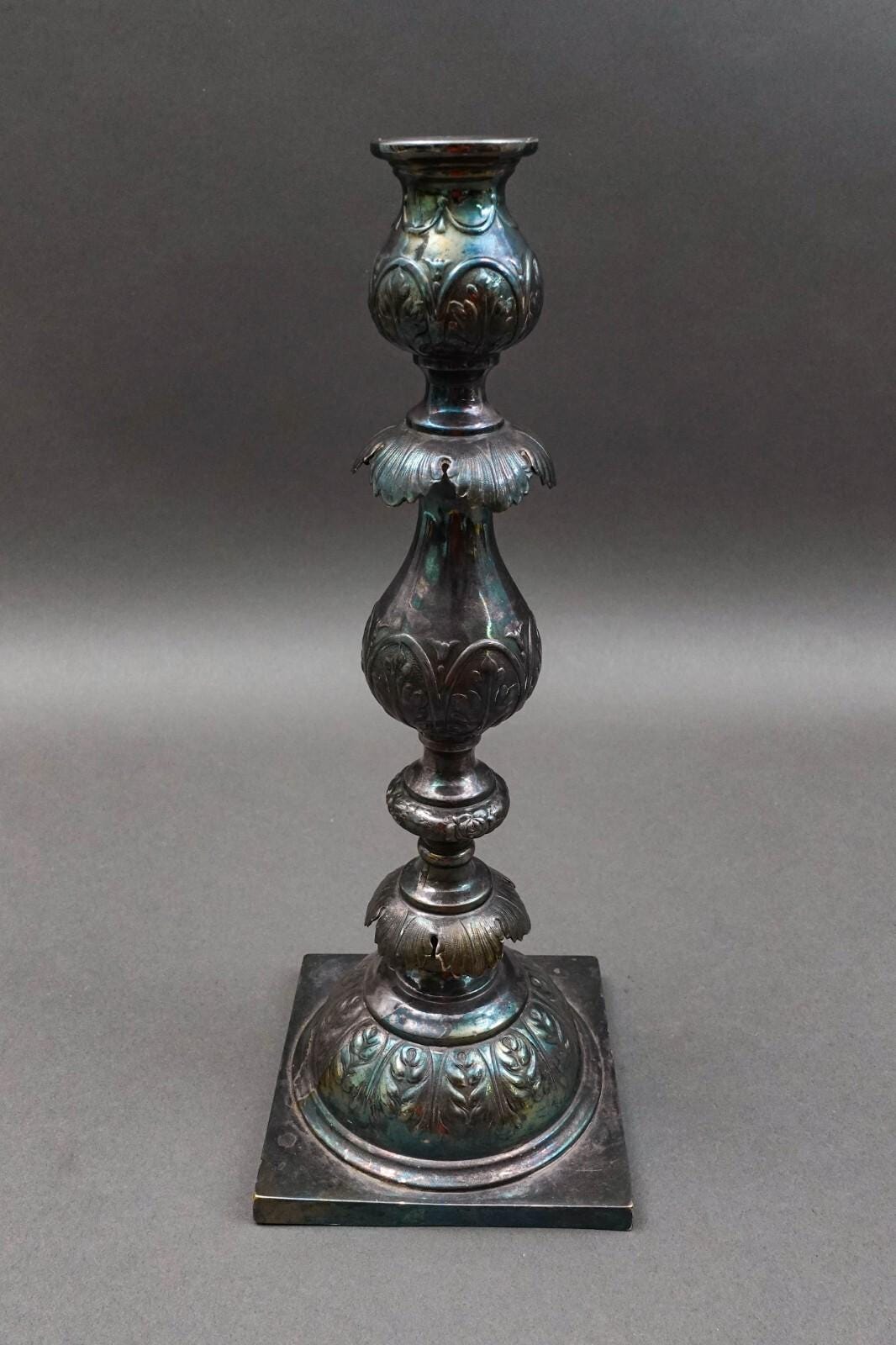 Fraget Warszawa Poland Shabbat Sabbath Silver Plated Candlestick Candle Holder