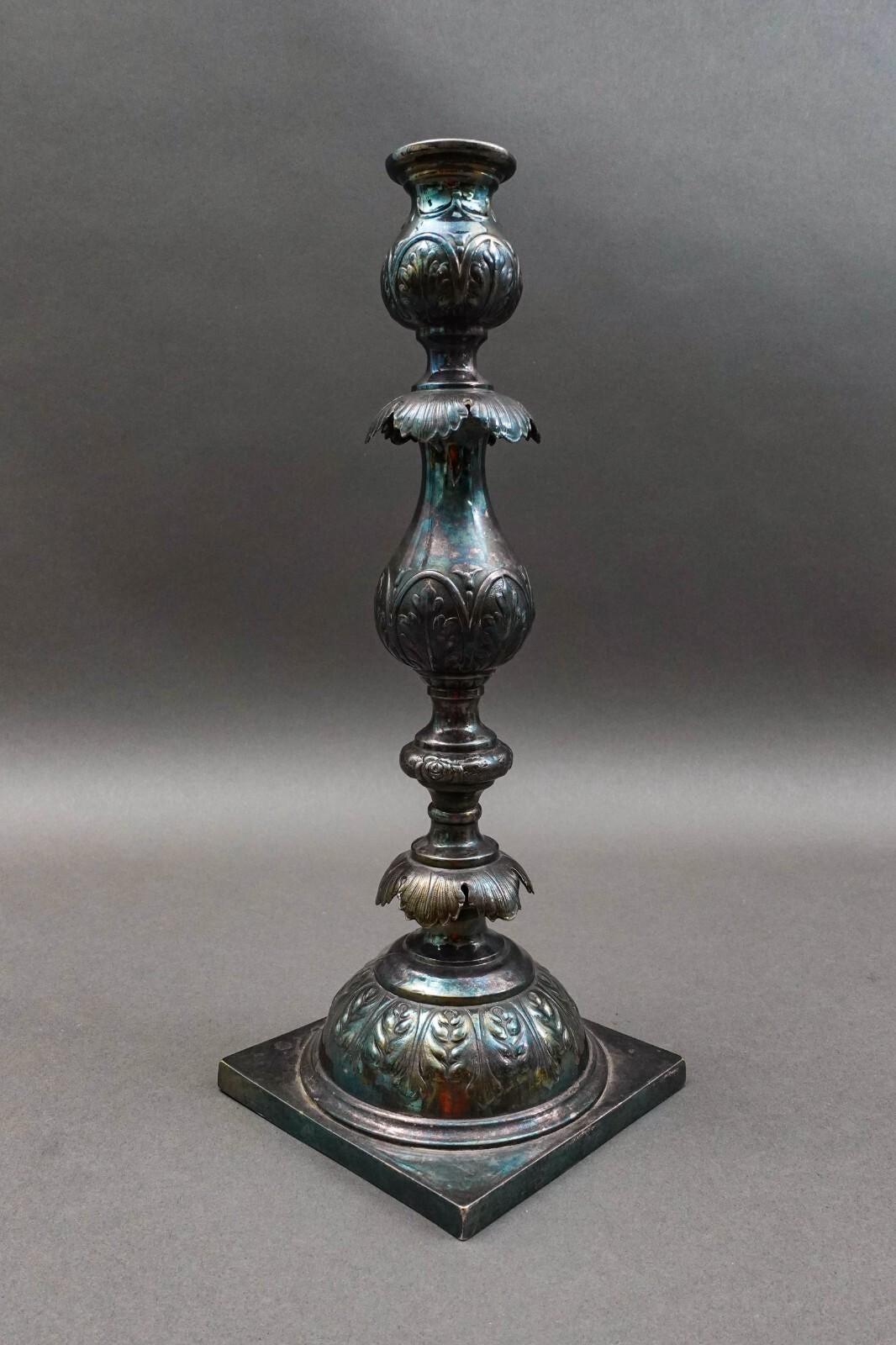 Fraget Warszawa Poland Shabbat Sabbath Silver Plated Candlestick Candle Holder