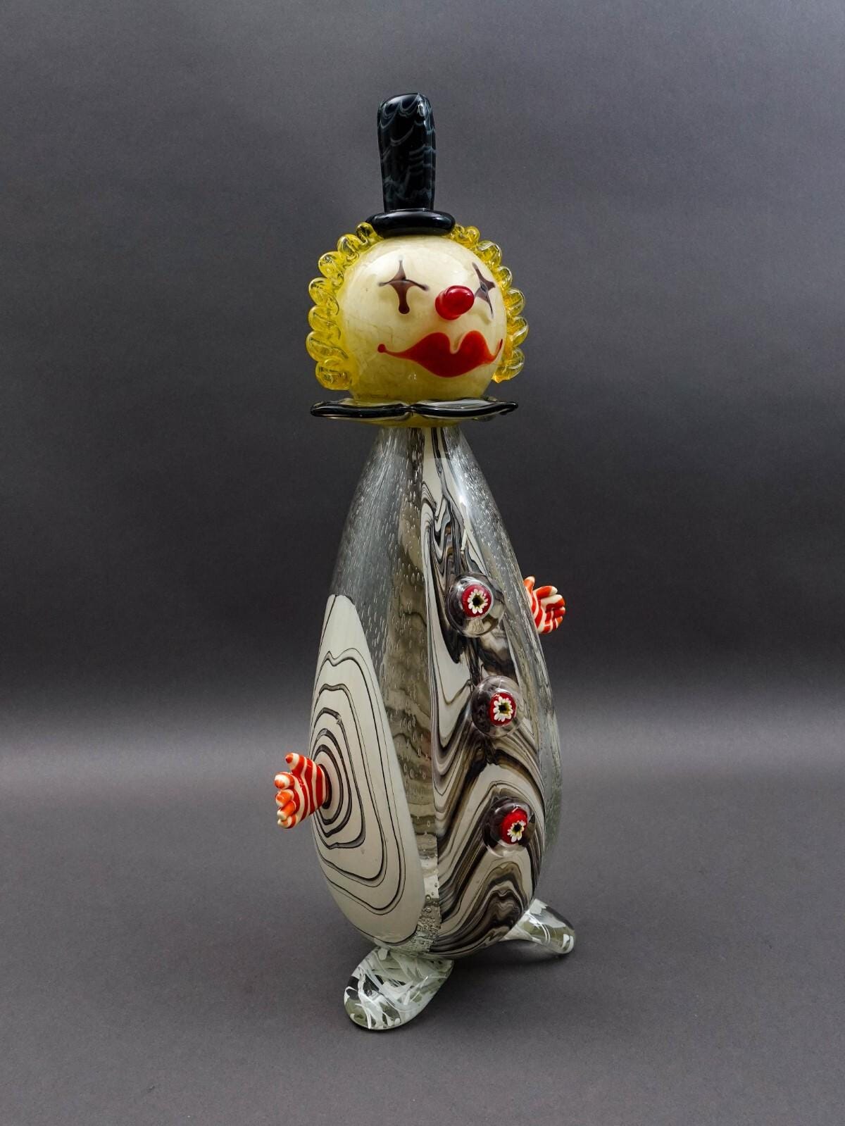 Vintage Murano Italy Signed 2003 Hand Blown Art Glass Clown Sculpture 20.25 Tall