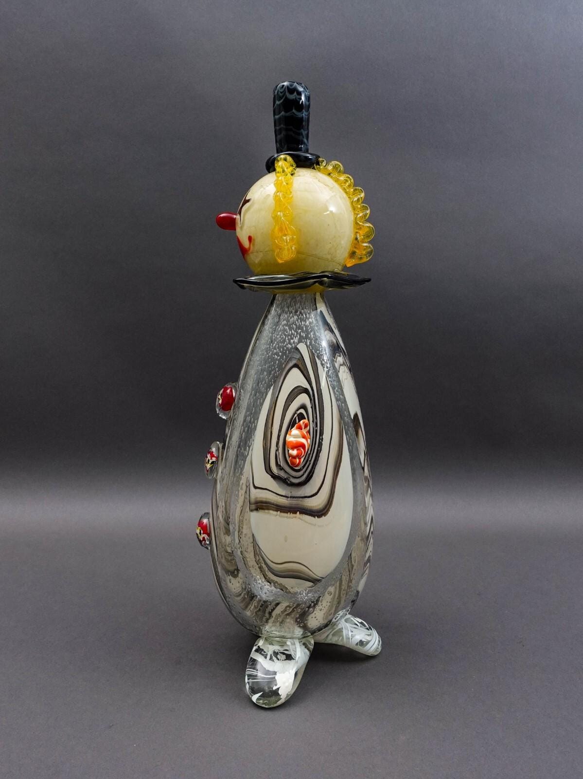 Vintage Murano Italy Signed 2003 Hand Blown Art Glass Clown Sculpture 20.25 Tall