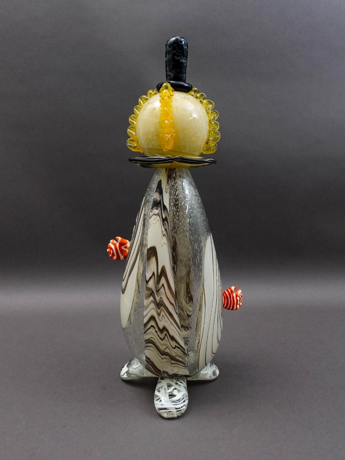 Vintage Murano Italy Signed 2003 Hand Blown Art Glass Clown Sculpture 20.25 Tall