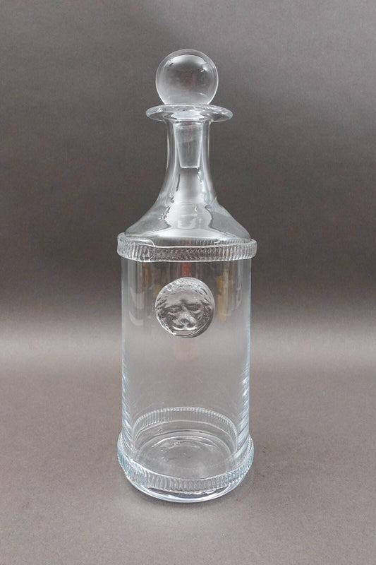 Global Views Leo Lion Head Tall Barware Glass Decanter With Stopper
