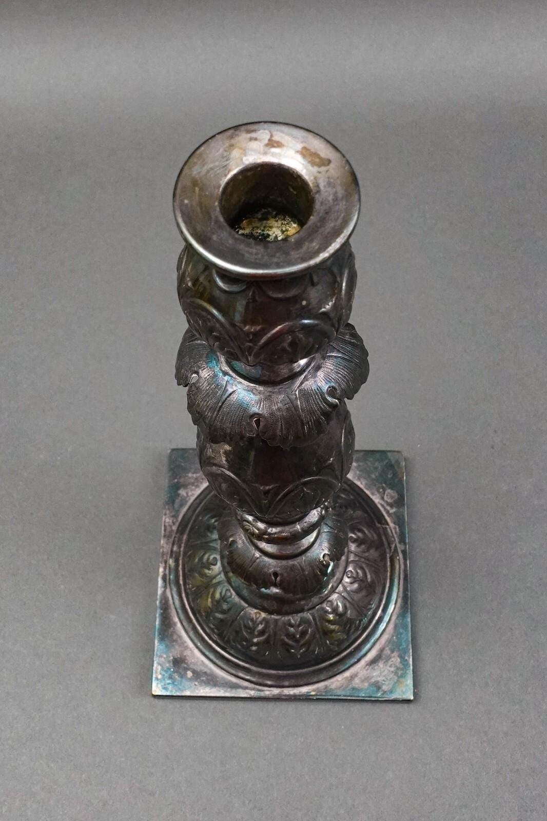 Fraget Warszawa Poland Shabbat Sabbath Silver Plated Candlestick Candle Holder