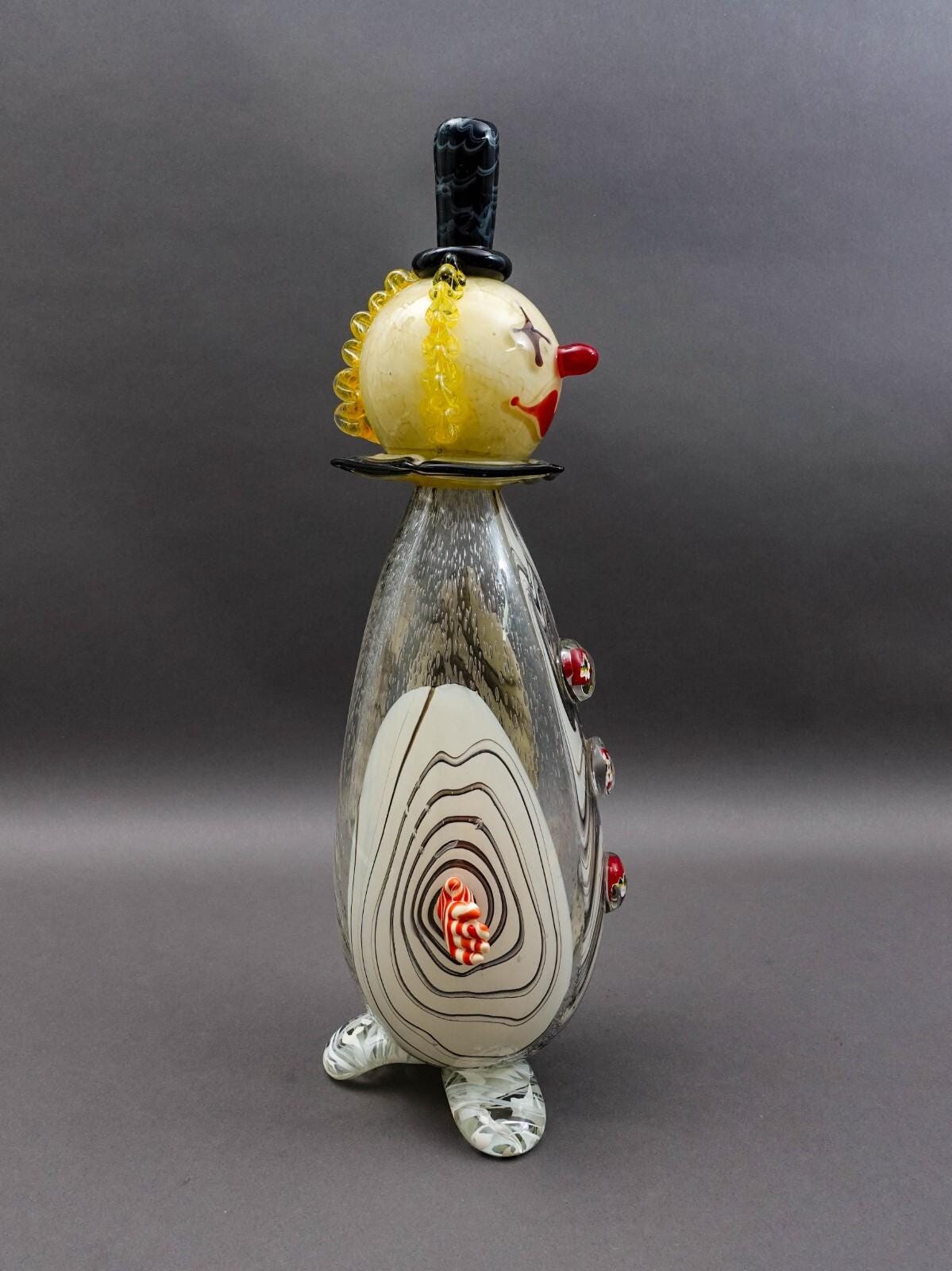 Vintage Murano Italy Signed 2003 Hand Blown Art Glass Clown Sculpture 20.25 Tall