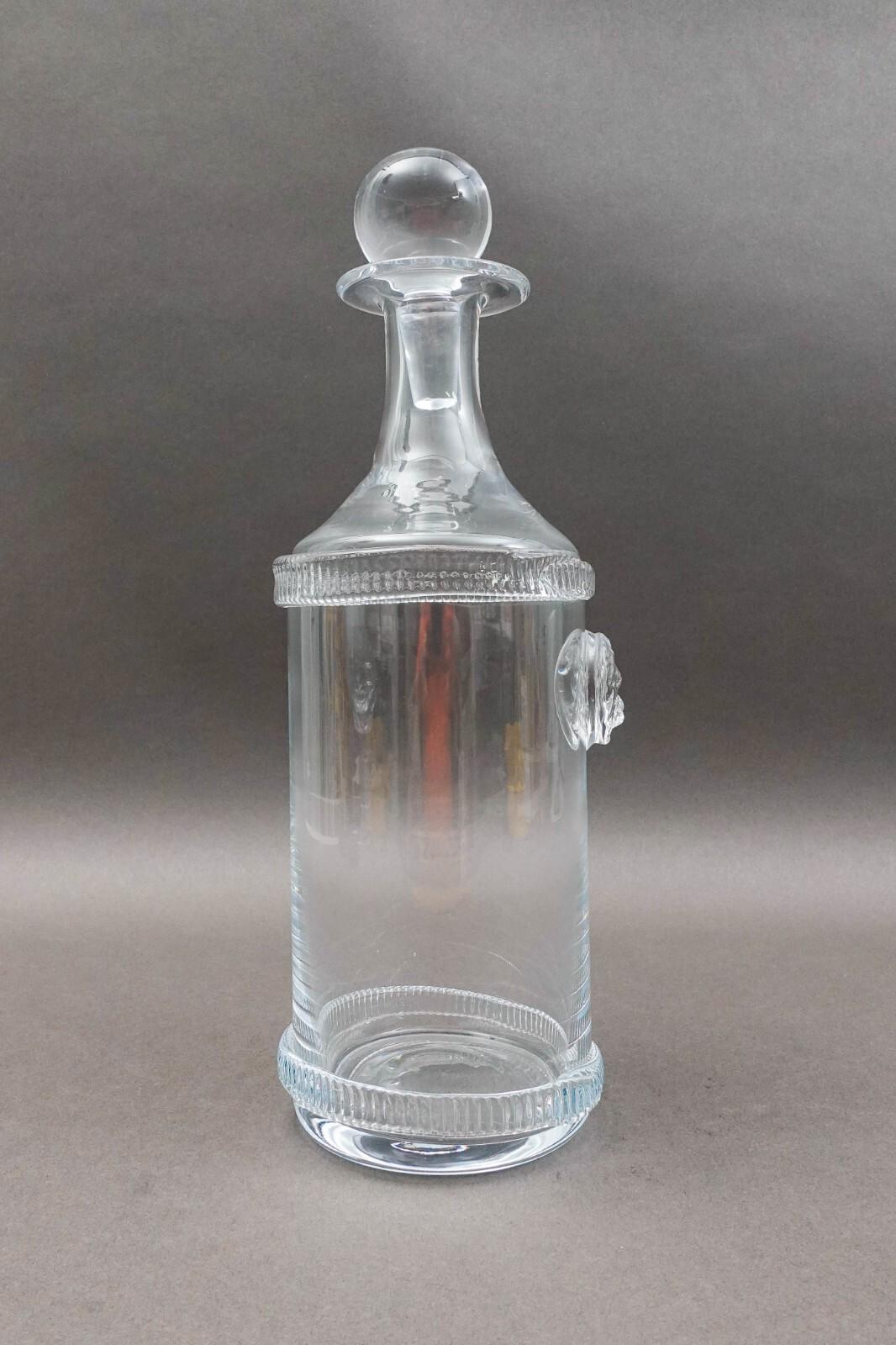 Global Views Leo Lion Head Tall Barware Glass Decanter With Stopper