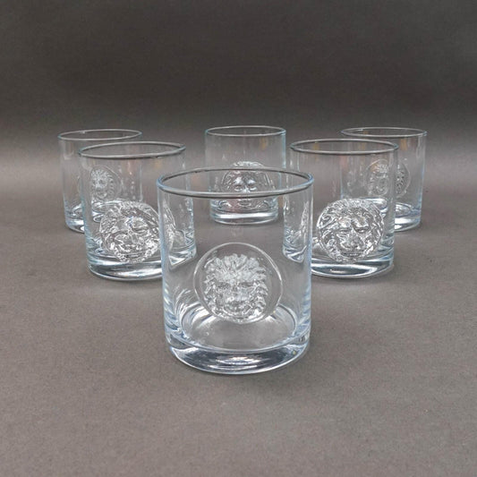 Global Views Leo Lion Head Double Old Fashioned Tumbler Glasses Set Of 6