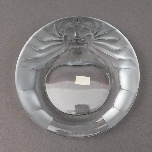 Lalique France Crystal Tete De Lion Ashtray Signed With Label
