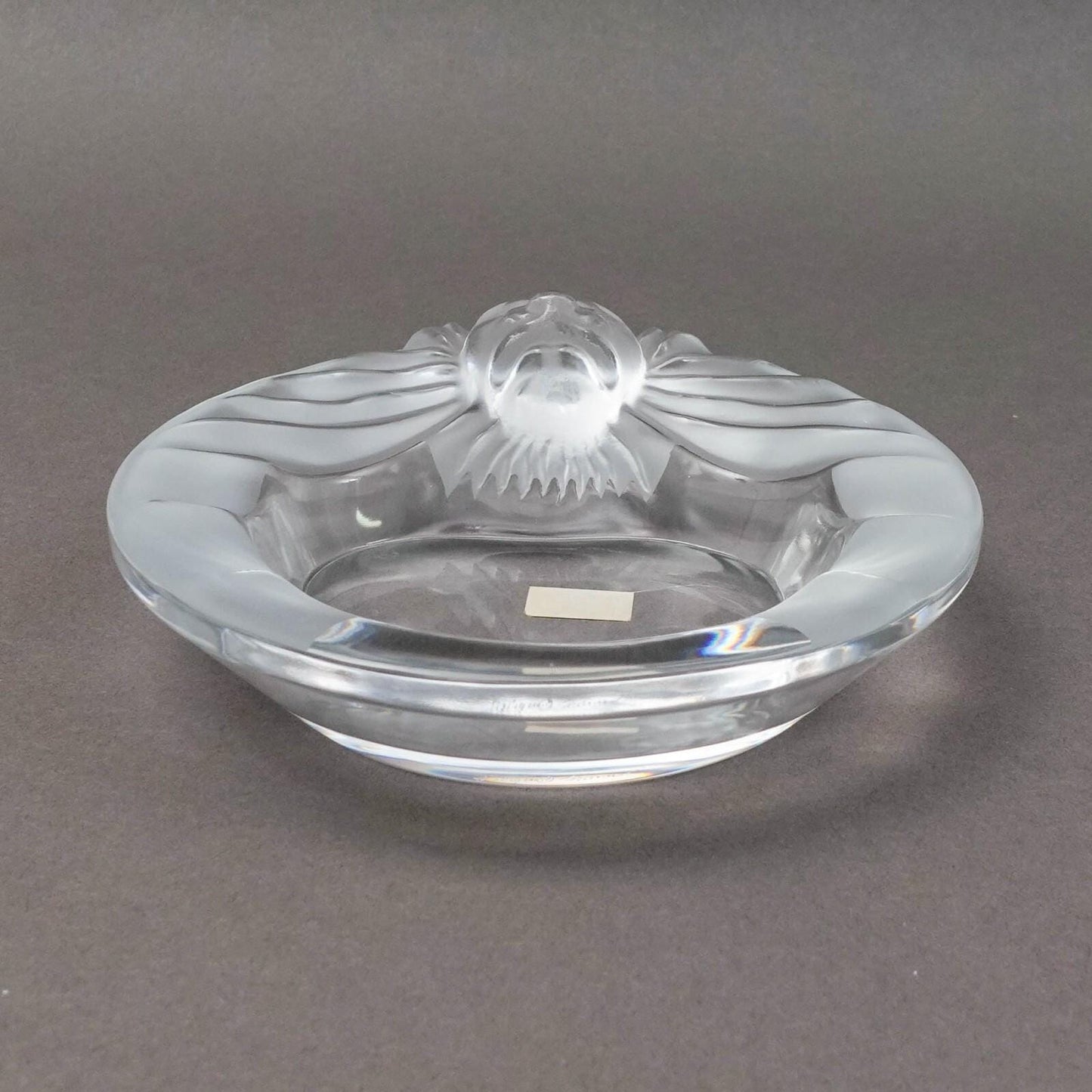 Lalique France Crystal Tete De Lion Ashtray Signed With Label