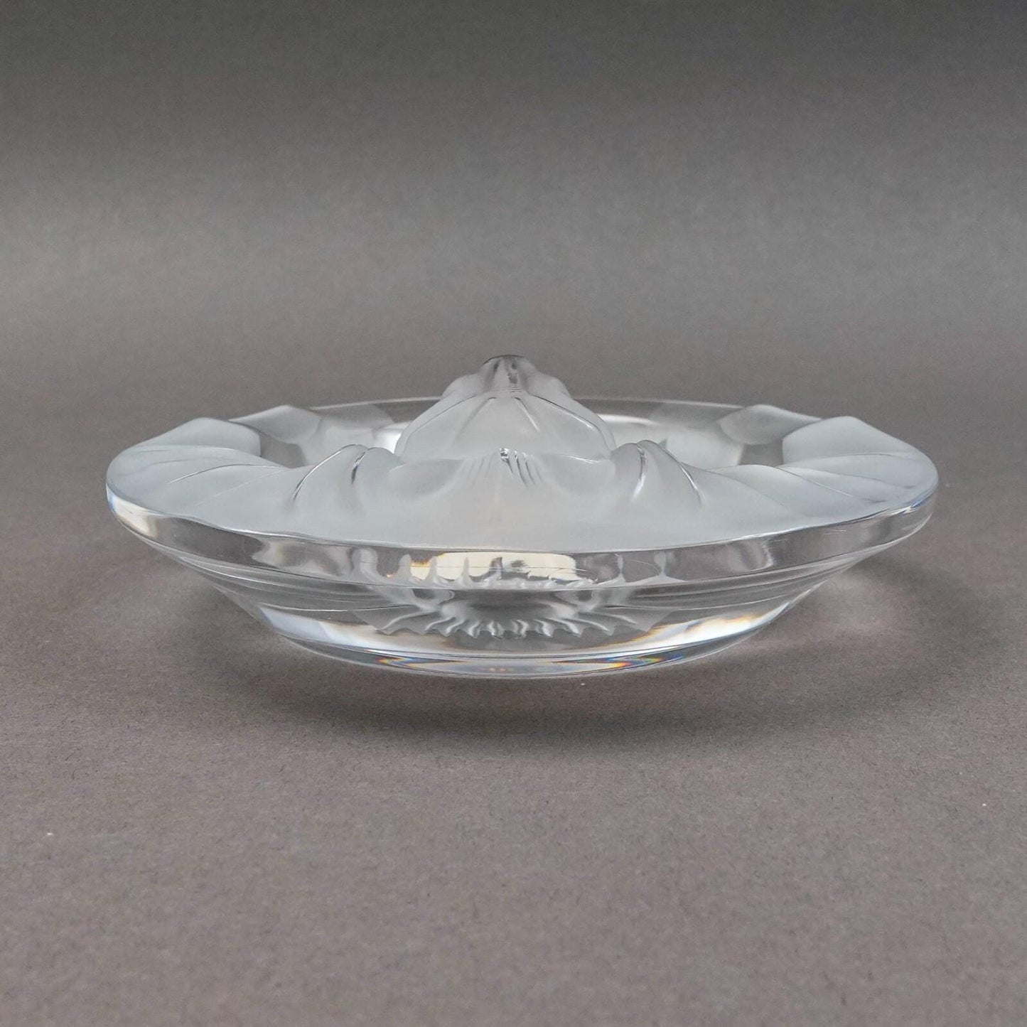 Lalique France Crystal Tete De Lion Ashtray Signed With Label