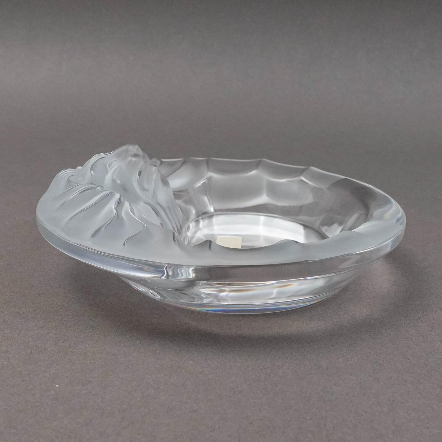 Lalique France Crystal Tete De Lion Ashtray Signed With Label