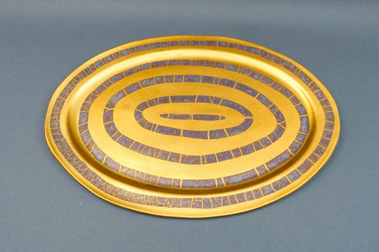 Michael Wainwright Amalfi Coral Gold Copper Crackle 22 1/2" Oval Serving Platter