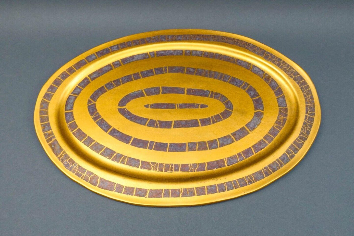 Michael Wainwright Amalfi Coral Gold Copper Crackle 22 1/2" Oval Serving Platter